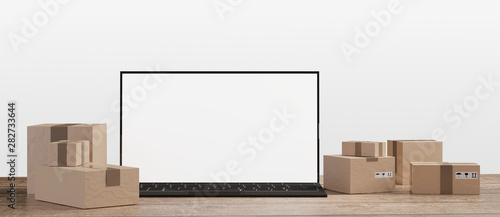 postal packages next to a c...