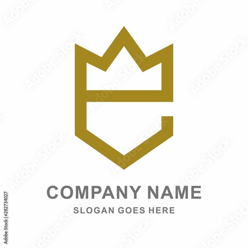 Fototapeta Letter E Crown Empire Logo Design Template