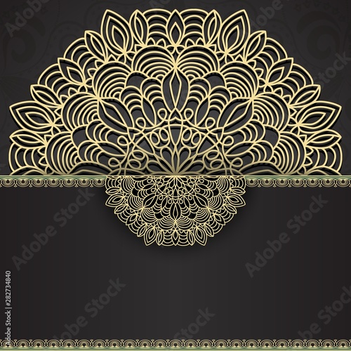 Ornate decorative mandala design background in golden color.