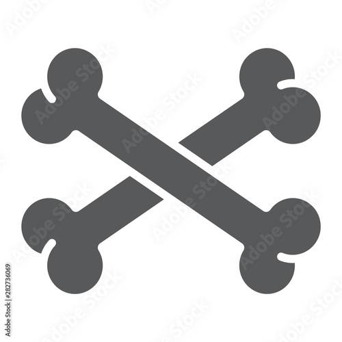 Cross bone glyph icon, halloween and danger, crossed bones sign, vector graphics, a solid pattern on a white background.
