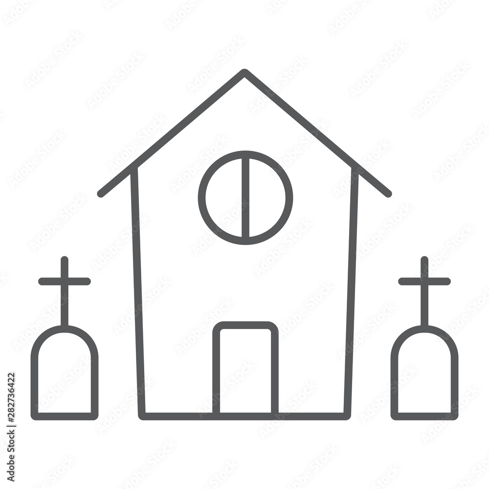 Horror house thin line icon, halloween and home, scary building sign, vector graphics, a linear pattern on a white background. Horror house thin line icon, halloween and home, scary building sign, vector graphics, a linear pattern on a white background.