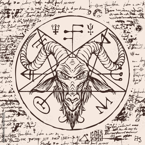 head of a horned goat and pentagram