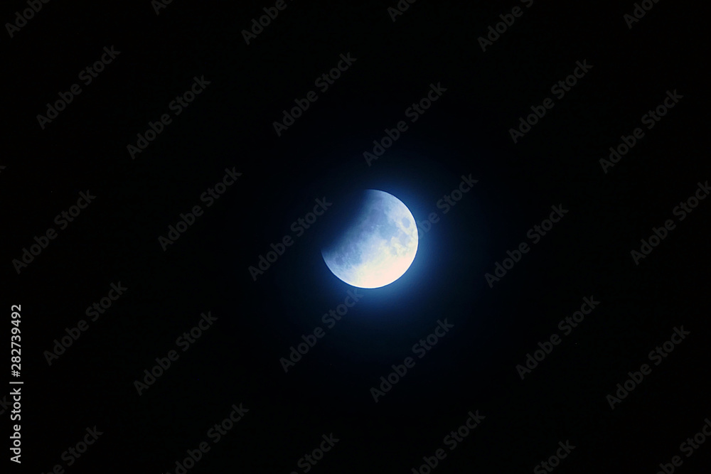 lunar eclipses in the sky, lunar eclipses in stages close up, lunar eclipses in the sky, lunar eclipses in stages close up,