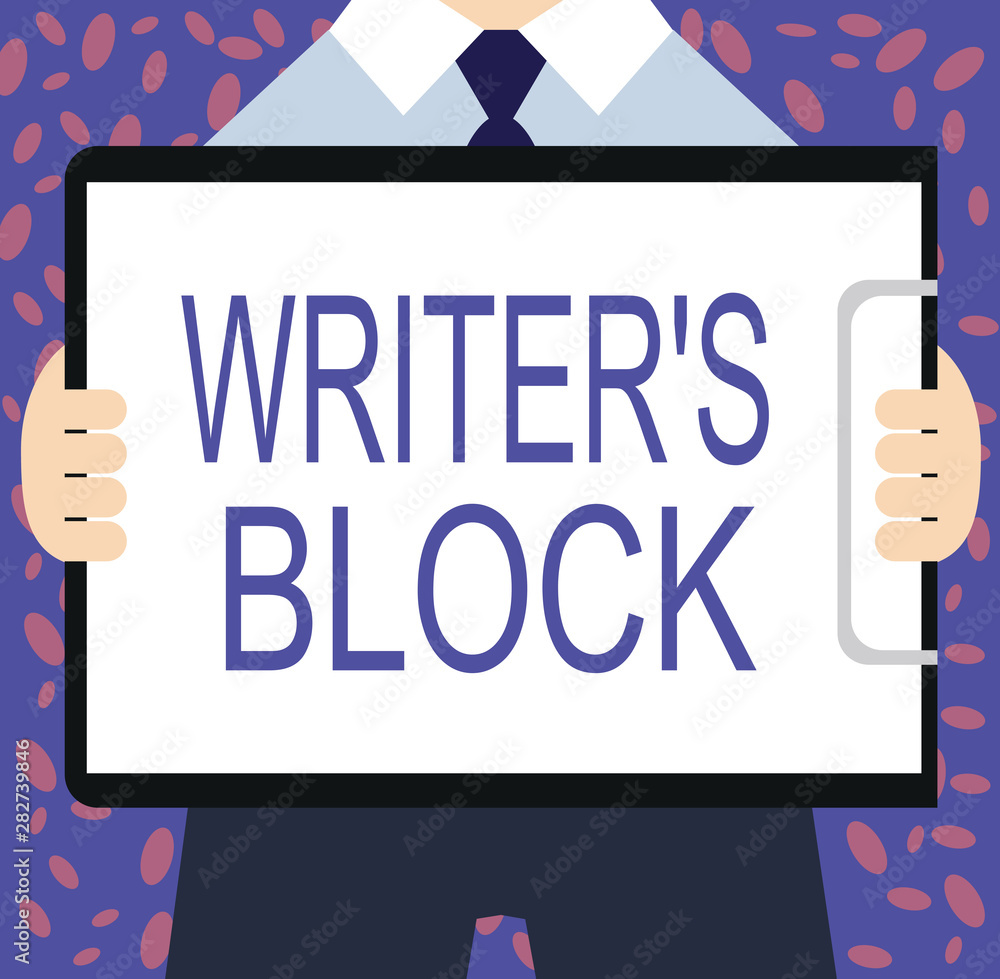 Writing note showing Writer s is Block. Business photo showcasing Condition of being unable to think of what to write.