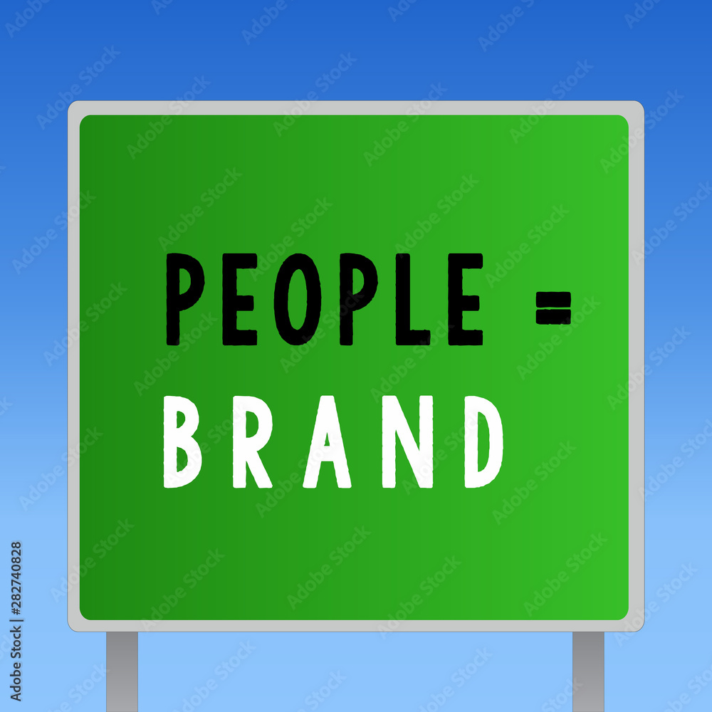 Word writing text People equal Brand. Business concept for Personal Branding Defining personality through the labels. Word writing text People equal Brand. Business concept for Personal Branding Defining personality through the labels.