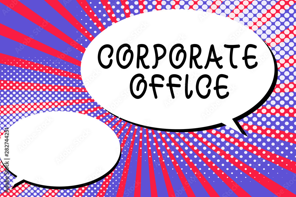 Word writing text Corporate Office. Business concept for home department that support primary departments indirectly.