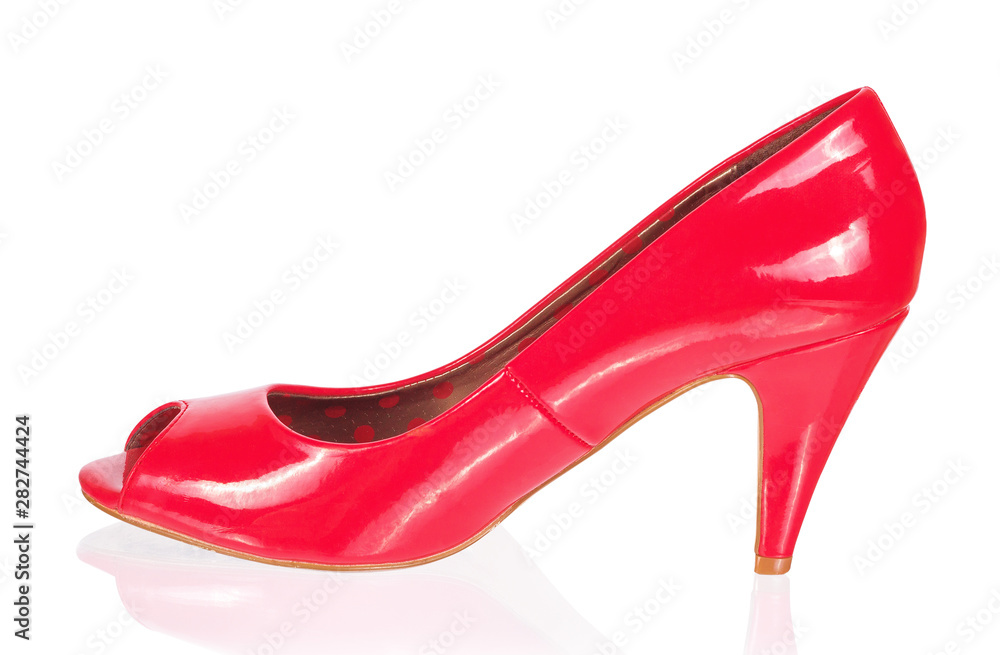 red heeled shoes on isolated white background red heeled shoes on isolated white background