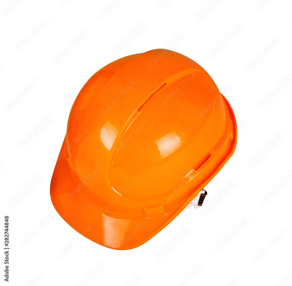 Fototapeta premium worker orange helmet on isolated white background