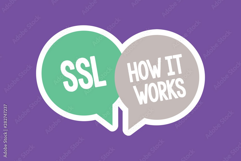 Text sign showing Ssl How It Works. Conceptual photo session key is used to encrypt all transmitted data. Text sign showing Ssl How It Works. Conceptual photo session key is used to encrypt all transmitted data.