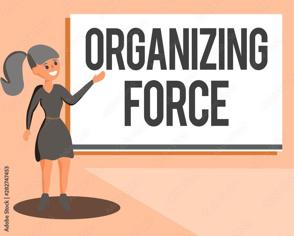 Conceptual hand writing showing Organizing Force. Business photo showcasing being United powerful group to do certain actions. Conceptual hand writing showing Organizing Force. Business photo showcasing being United powerful group to do certain actions.