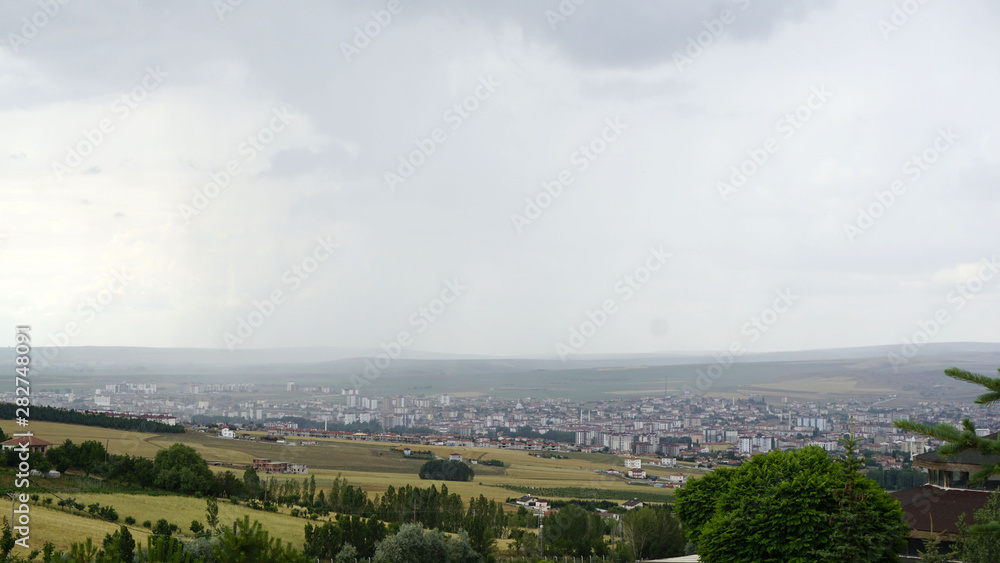 Fototapeta premium sorgun yozgat turkey, city view from a hill,