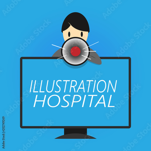 Writing note showing Illustration Hospital. Business photo showcasing unique Applied Art of Medical Institution and Practice. photo