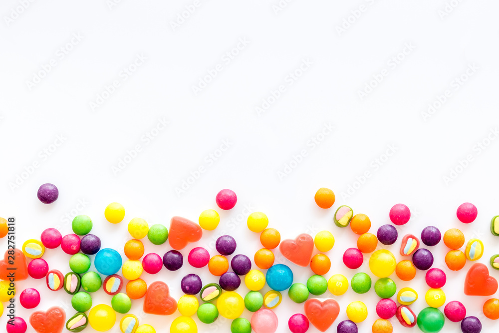 Sweets pattern on white background top view copyspace