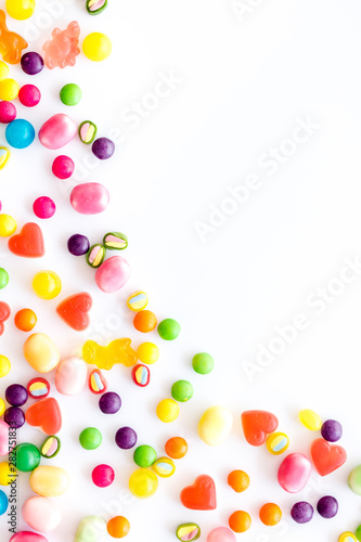 Fototapeta Naklejka Na Ścianę i Meble -  Sweets pattern on white background top view copyspace
