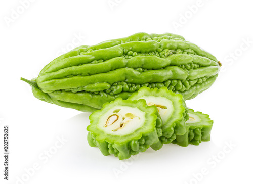 Bitter gourd isolated on white background.