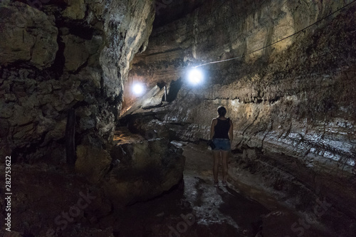 Lava Tube and Lava Tunnel near Puerto Ayora on Santa Cruz Island, Galapagos Island, Ecuador, South America. photo