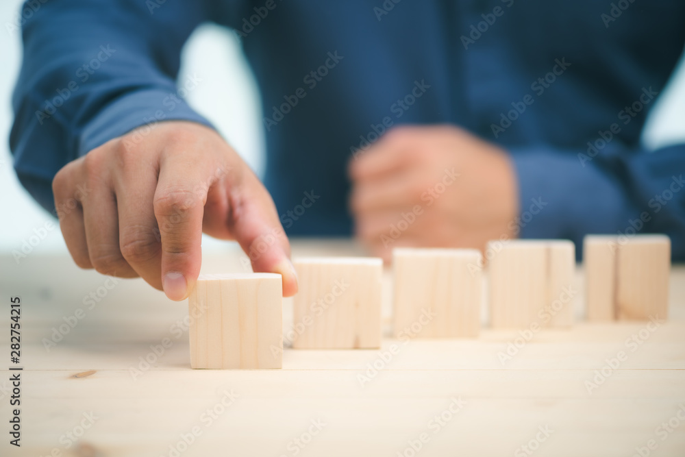 hand stack woods block step on table. business development Decide and choose concept.copy space. hand stack woods block step on table. business development Decide and choose concept.copy space.