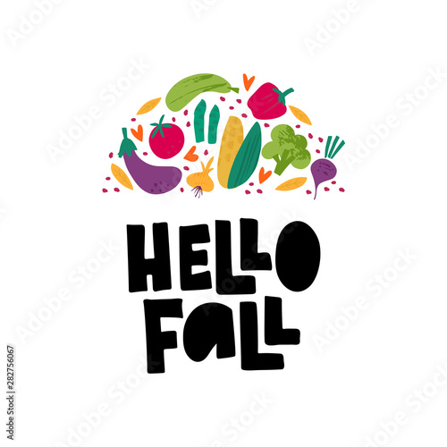 Autumn harvest flat vector banner template