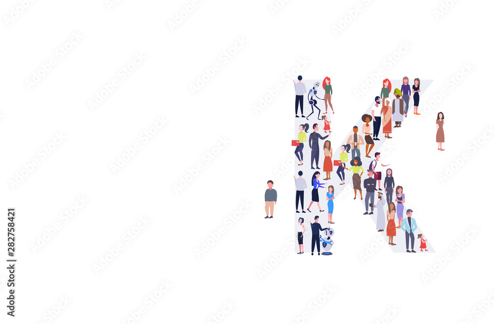 businesspeople crowd gathering in letter K shape English alphabet concept mix race men women casual people group standing together full length horizontal businesspeople crowd gathering in letter K shape English alphabet concept mix race men women casual people group standing together full length horizontal