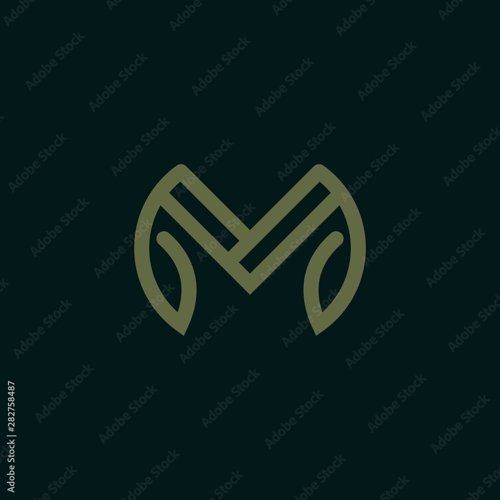 letter M with leaf logo design template letter M with leaf logo design template