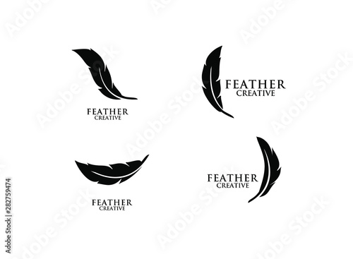set of feather black logo icon design vector illustration symbol