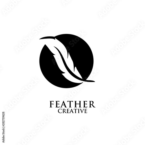 feather logo with circle icon design vector illustration symbol