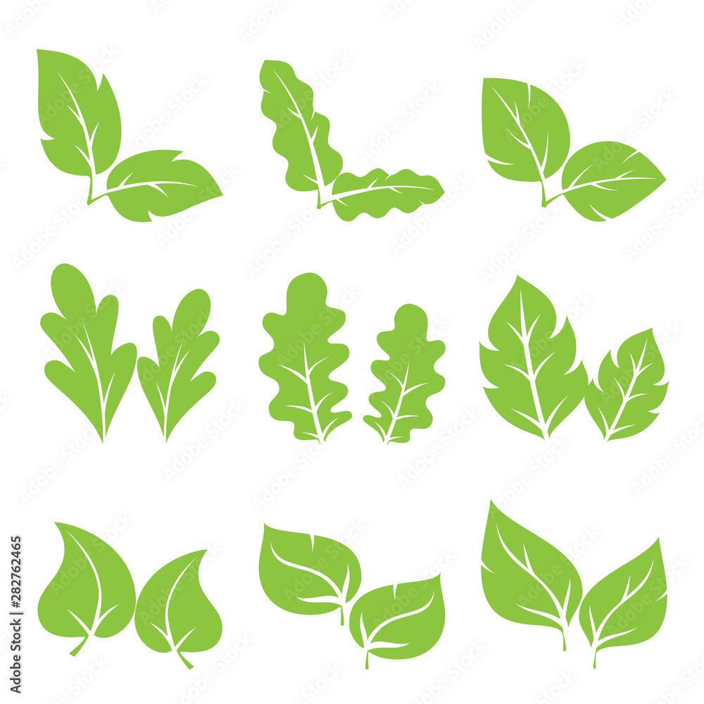 Leaves icon set. Leaf vector design for logo and nature brand identity. Leaves icon set. Leaf vector design for logo and nature brand identity.