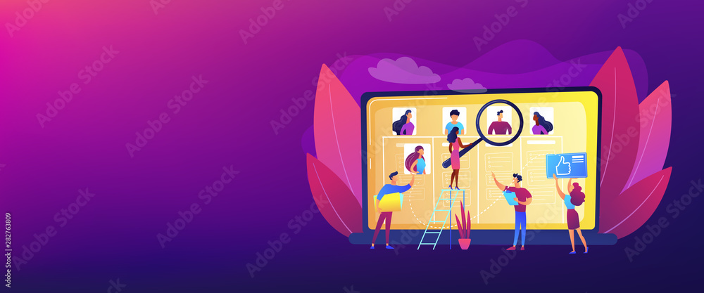 Recruitment agency, employment service. HR manager searching candidate CV. Wanted employees, vacancies are open, join our team, we re hiring concept. Header or footer banner template with copy space. Recruitment agency, employment service. HR manager searching candidate CV. Wanted employees, vacancies are open, join our team, we re hiring concept. Header or footer banner template with copy space.