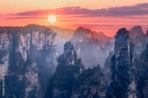 Sunrise in mountains, Zhang jia jie