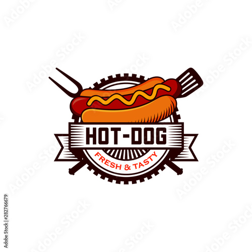 Hot Dog Logo Vector Illustration