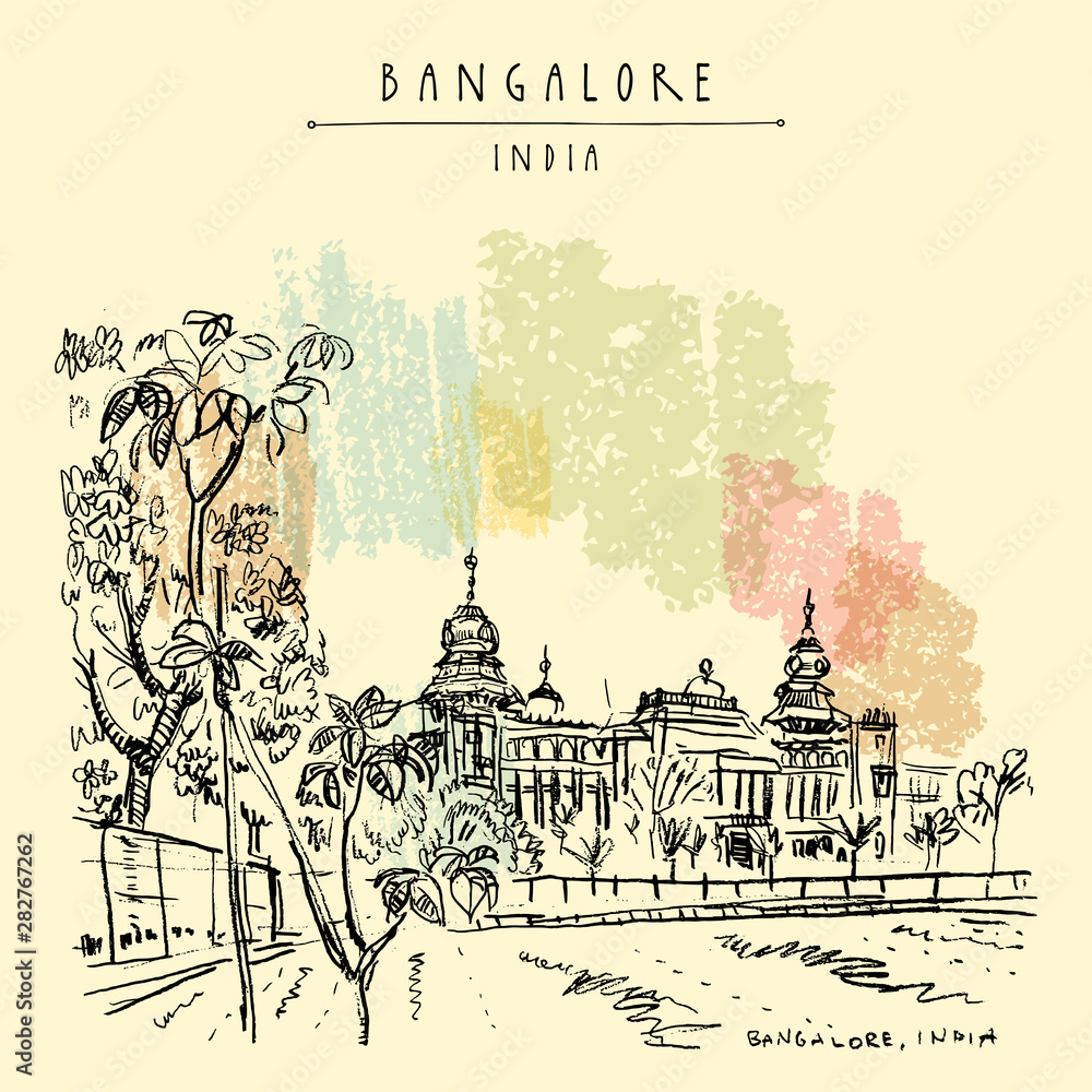 Bangalore (Bengaluru), Karnataka, India. Building in NeoDravidian