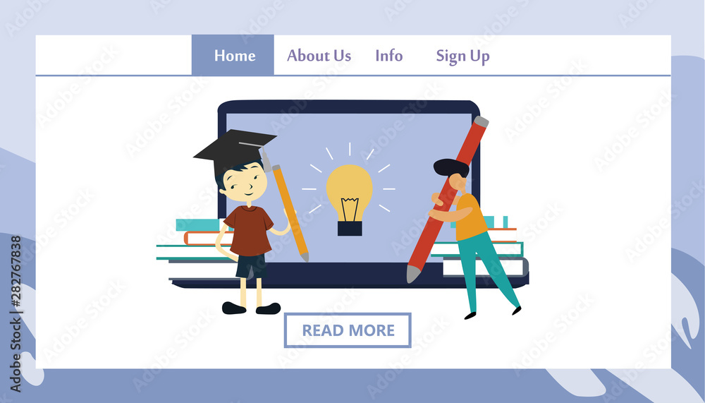 online course education landing page vector template design illustration