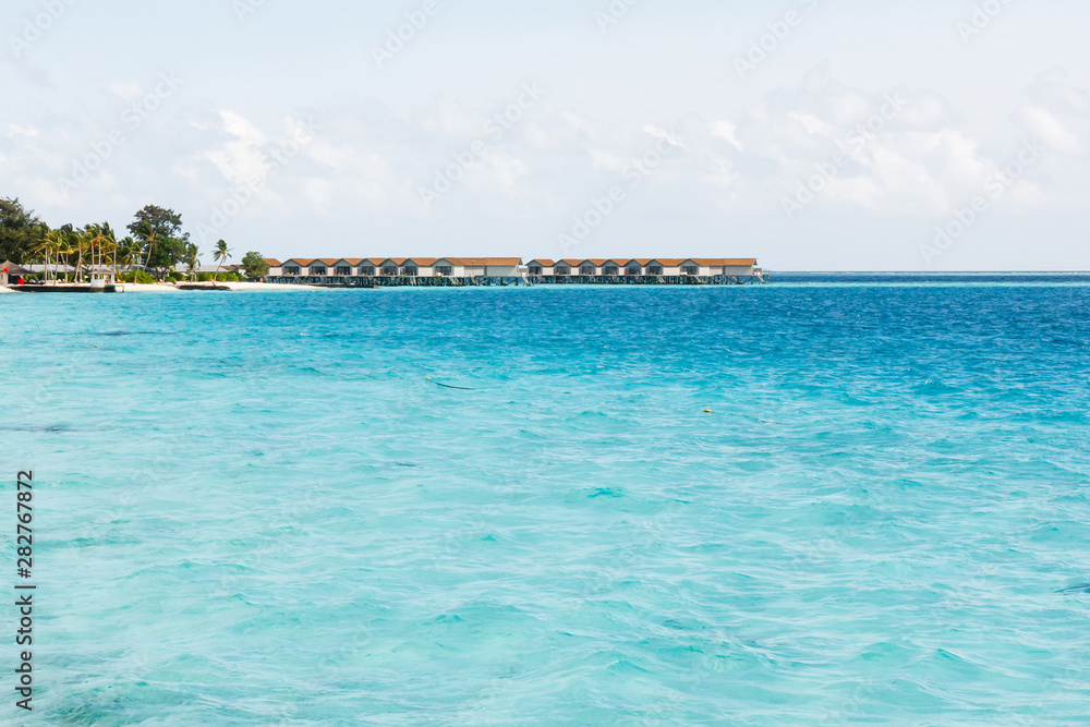 Overwater villa at Maldives.