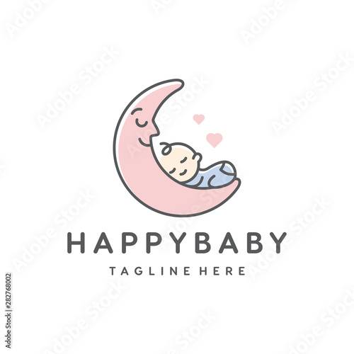 cute baby sleep for babyshop vector icon logo illustration design