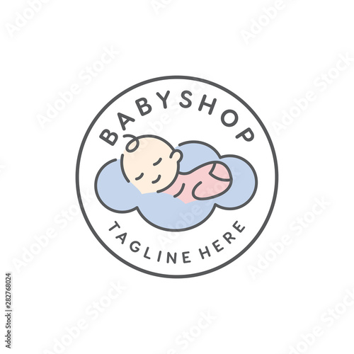 cute baby sleep for babyshop vector icon logo illustration design