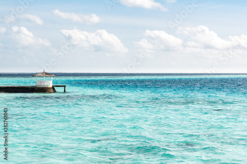 Building setup at Maldives sea. © stigmatize