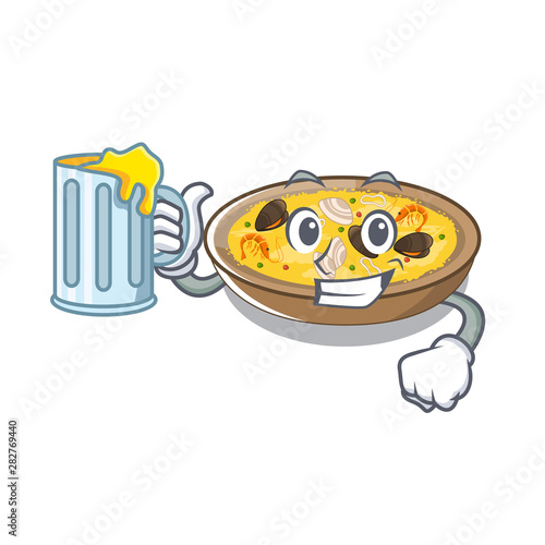 With juice spanish paella dishes in cartoon shape