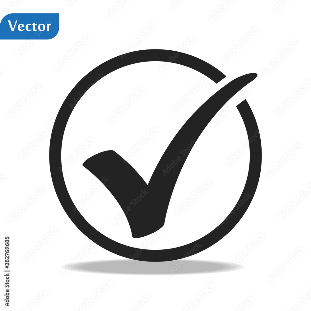 Check mark icon in a circle. Tick symbol in black color, vector illustration. eps10 Check mark icon in a circle. Tick symbol in black color, vector illustration. eps10