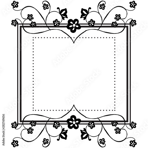 Decoration of banners, posters, with elegant frame, cute flowers. Vector