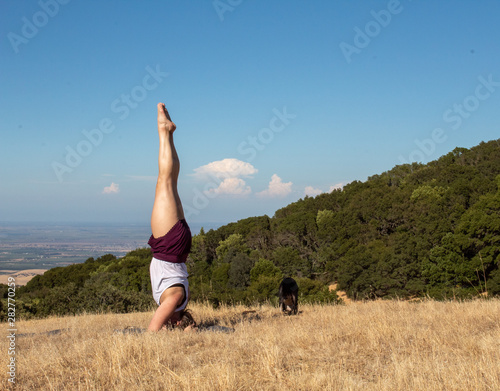 yoga on hill