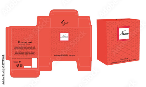 Packaging design, perfume luxury box design template and mockup box. Illustration vector.