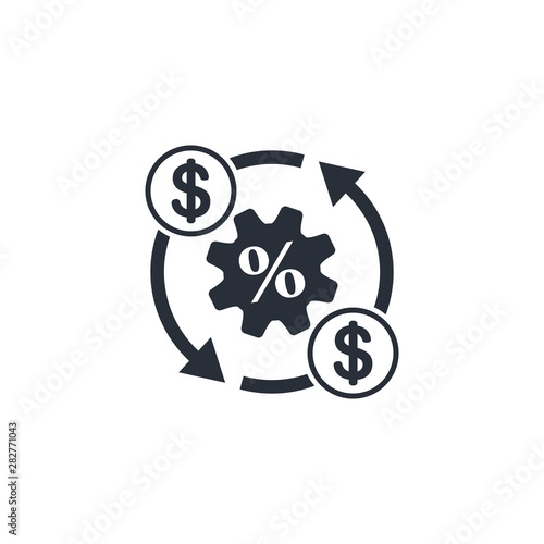 Budget management. Cost reduction. Flat vector icon on a white background.
