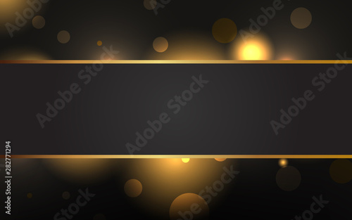 Abstract background bokeh with black and golden light line composition. Luxury and premium template vector design for use element , frame, poster, flyer, sale banner, black friday advertising