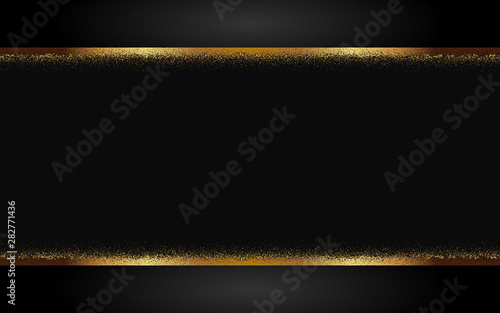 Abstract background with black and golden light line and glitters composition. Luxury and premium template vector design for use element , frame, poster, flyer, sale banner, black friday advertising