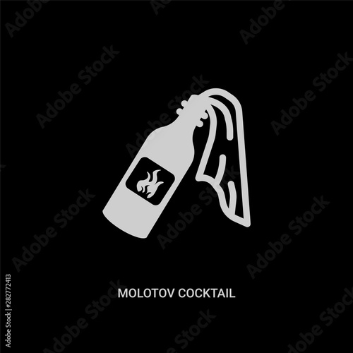 white molotov cocktail vector icon on black background. modern flat molotov cocktail from weapons concept vector sign symbol can be use for web, mobile and logo.