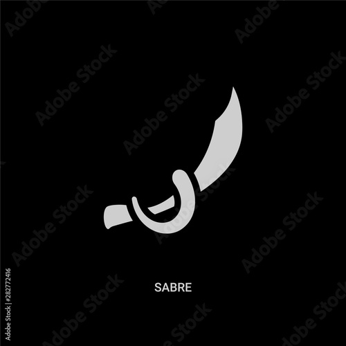 white sabre vector icon on black background. modern flat sabre from weapons concept vector sign symbol can be use for web, mobile and logo.