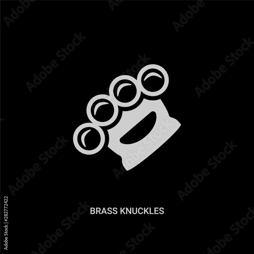white brass knuckles vector icon on black background. modern flat brass knuckles from weapons concept vector sign symbol can be use for web, mobile and logo.