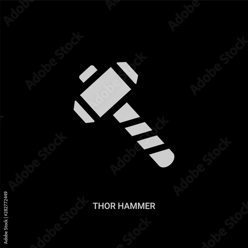 white thor hammer vector icon on black background. modern flat thor hammer from weapons concept vector sign symbol can be use for web, mobile and logo.