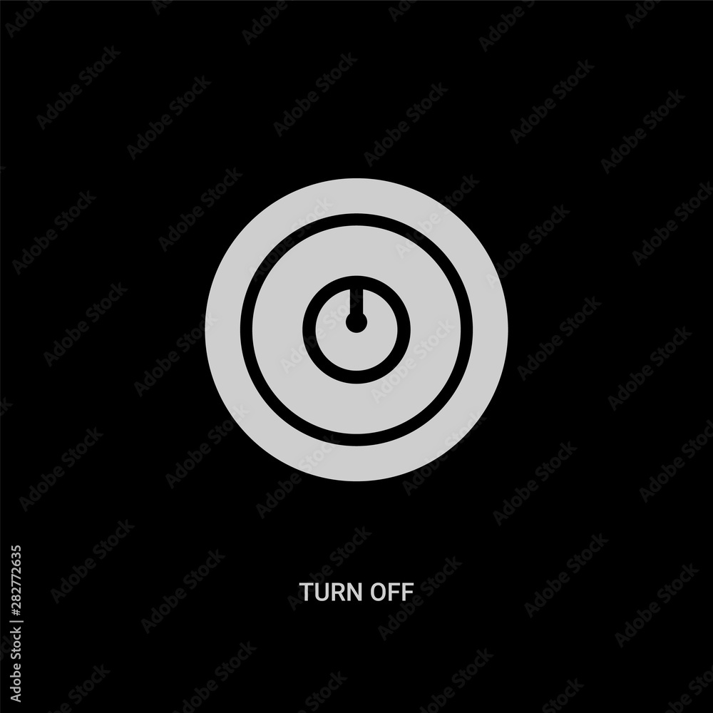 white turn off vector icon on black background. modern flat turn off from ui concept vector sign symbol can be use for web, mobile and logo. white turn off vector icon on black background. modern flat turn off from ui concept vector sign symbol can be use for web, mobile and logo.