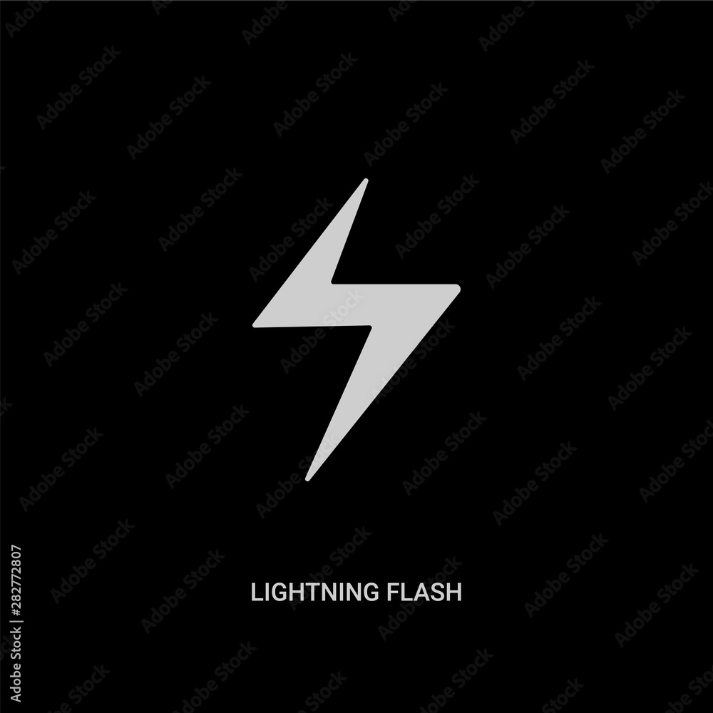 white lightning flash vector icon on black background. modern flat lightning flash from ui concept vector sign symbol can be use for web, mobile and logo.